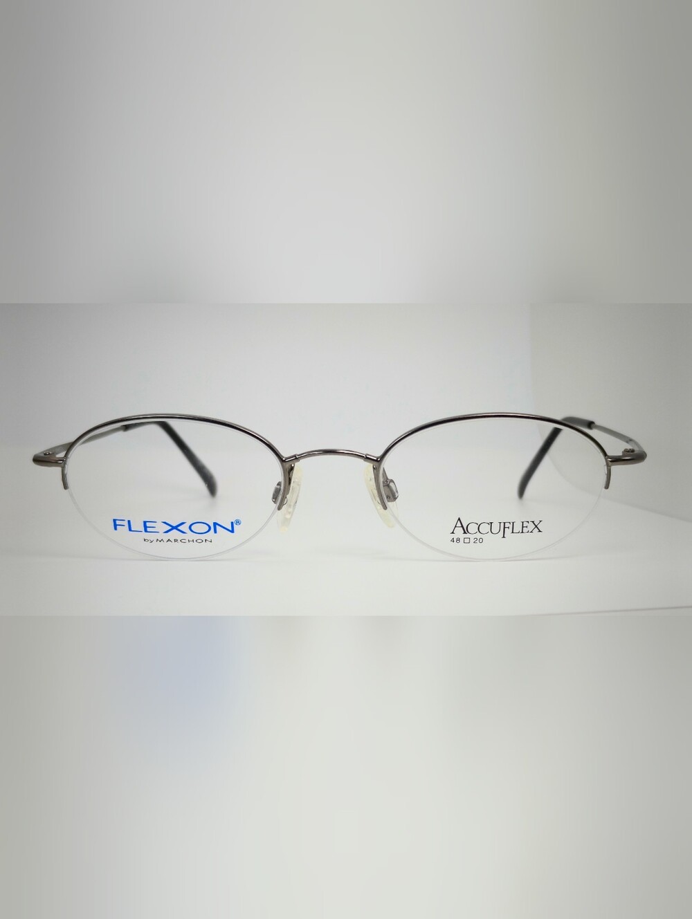 Accuflex 194. Gunmetal Oval Rimless Frames. Great Readers Durable, Lightweight